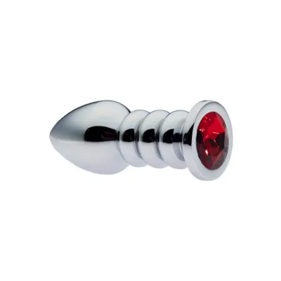 Kinki Ribbed Gemmed Butt Plug Red Large