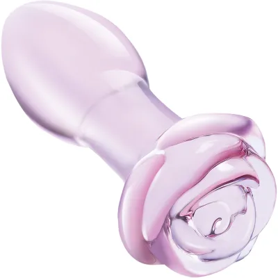 Glas Rosebud Glass Butt Plug Pink