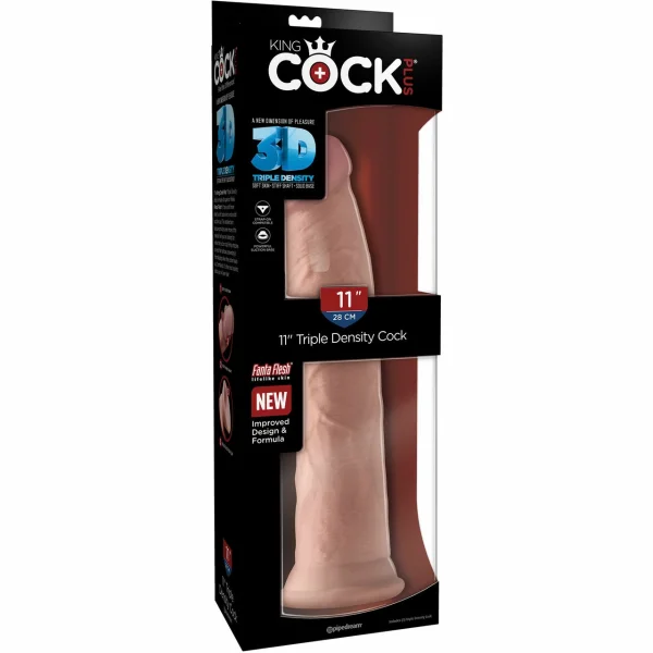 King Cock Plus 11" Triple Density Cock With Suction Cup Base - Vanilla