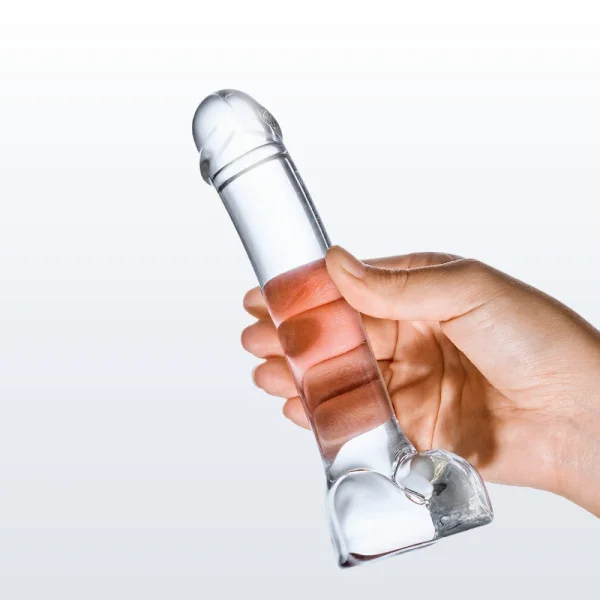 Gläs Realistic Curved Glass G-Spot Dildo  - Clear