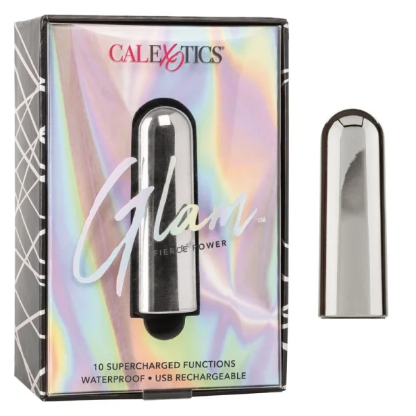 Glam Supercharged Waterproof Rechargeable Power Bullet By CalExotics - Silver