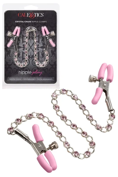 California Exotic Nipple Play Adjustable Nipple Clamps with Crystal Chain