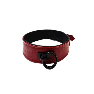 Rouge Plain Leather Collar