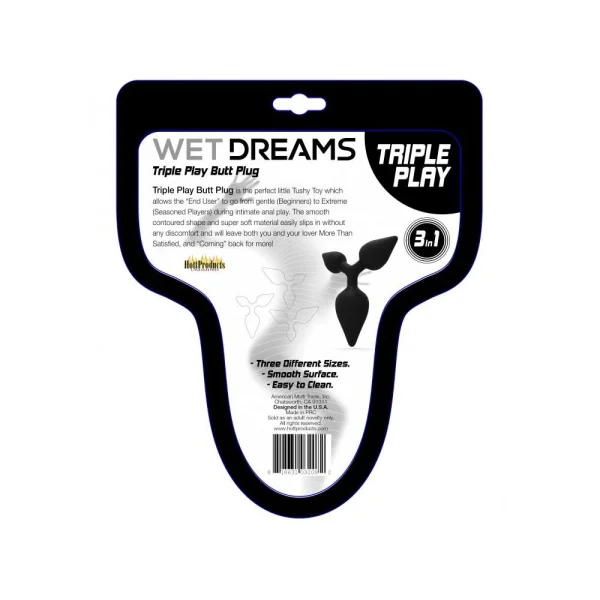 Wet Dreams Triple Play Anal Plug Multi Size Black — image 8 of 9