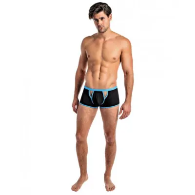 Cutting Edge Cutout Mini Shorts Black Turquoise L
