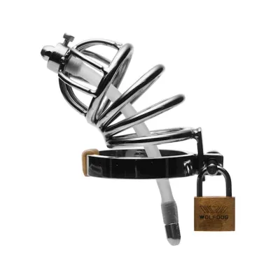 Chastity Cage With Urethral Plug Silver