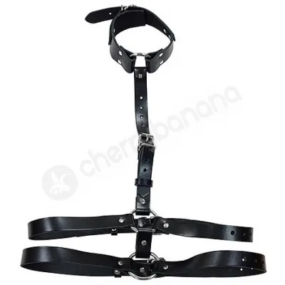 Rogue Black Leather Chest Harness With Choker