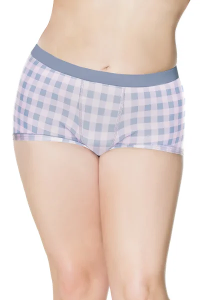 Unisex Pink & Grey Plaid Boxer Brief — image 5 of 8