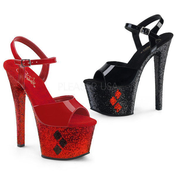 7 inches Heel, 2 3/4 inches PF Ankle Strap Sandal w/ Glitter Bottom — image 5 of 25