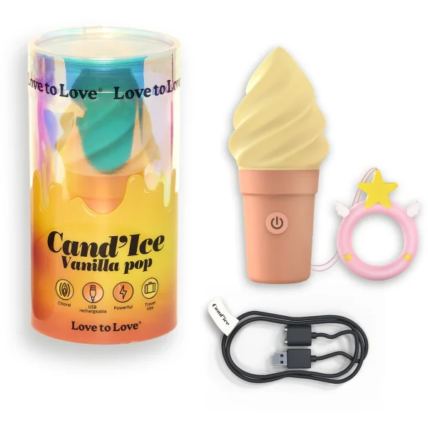 Cand'Ice Vibrating Rechargeable Silicone Ice Cream Cone By Love To Love - Vanilla