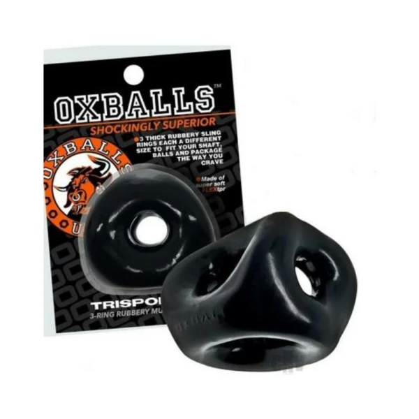 Extreme Bondage Gear:  Oxballs Tri-sport Xl Thicker 3-ring Sling Black