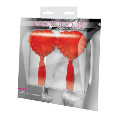 Satin With Tassel Pasties Red