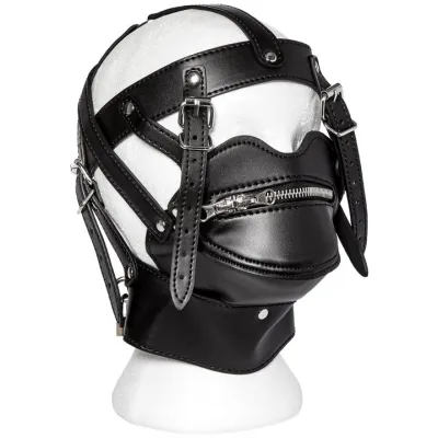 Bondara Edge Pipe Down PVC Bondage Hood with Lockable Zip Mouth