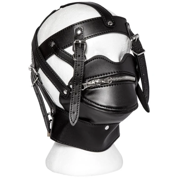 Bondara Edge Pipe Down PVC Bondage Hood with Lockable Zip Mouth