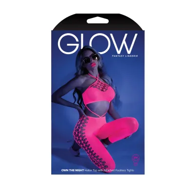 Own the Night Bodystocking One Size Neon Pink