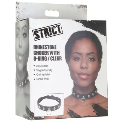 Strict Rhinestone Choker with O Ring