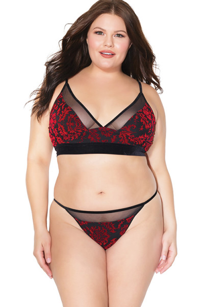 Love Note Damask & Mesh Bra with Panty By Coquette
