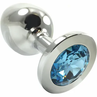 Pretty Plugs Aqua Crystal And Stainless Steel Butt Plug Large