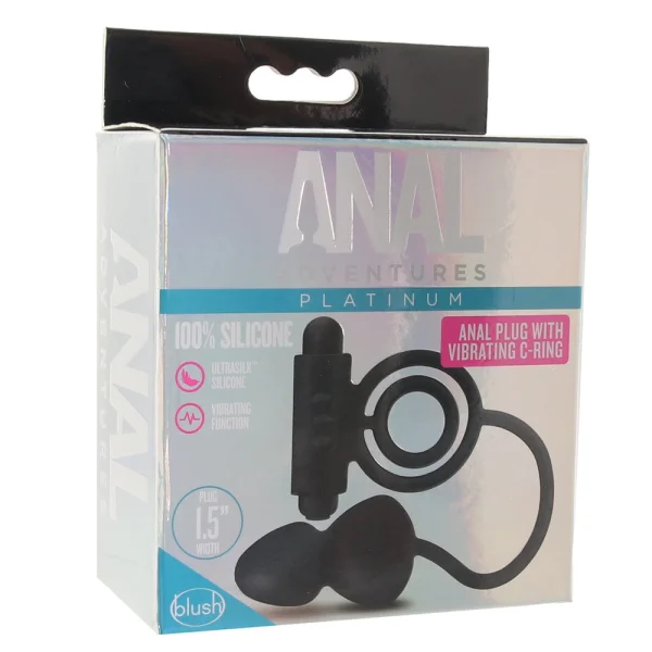 Anal Adventures Platinum Plug With Vibrating Cock Ring