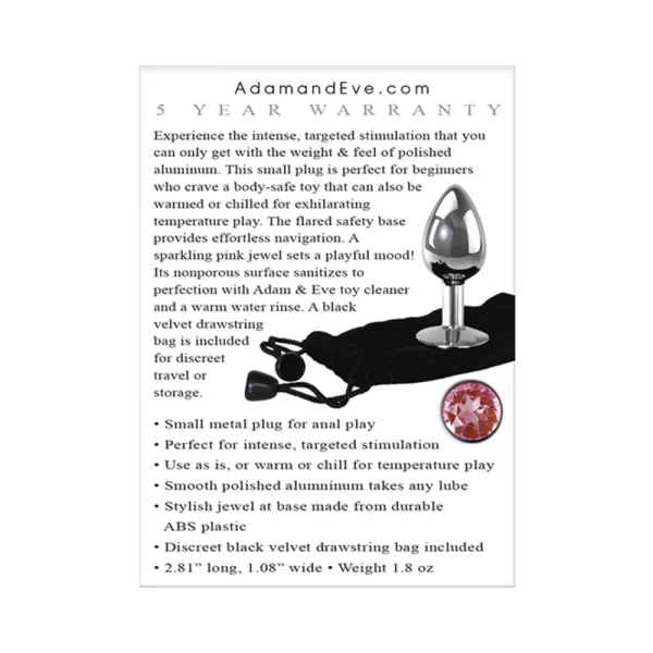 Adam & Eve Pink Gem Anal Plug - Small
