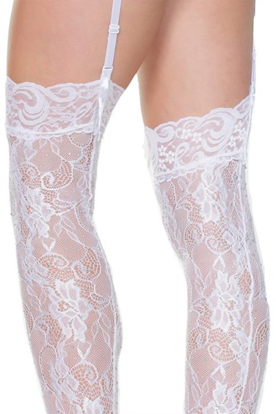 Coquette Top Drawer Fishnet Thigh Highs with Rhinestones