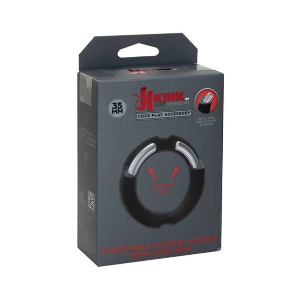 Kink By Doc Johnson Hybrid Silicone Covered Metal Cock Ring 35mm — image 6 of 9