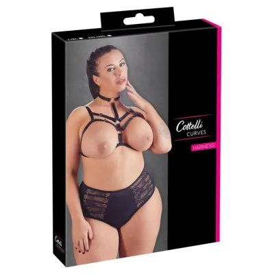 Cottelli Plus Size Harness Bra and Collar