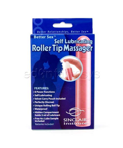 Self-lubricating roller tip massager