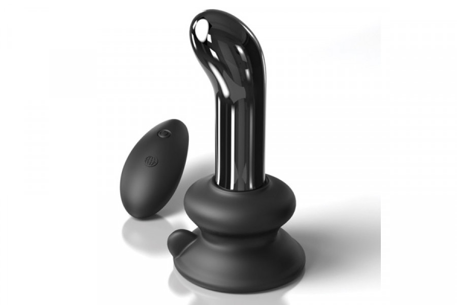 Icicles No. 84 Black Vibrating Glass Prostate Massager by Pipedream