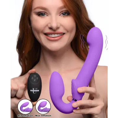 10x Remote Control Ergo fit G pulse Inflatable And Vibrating Strapless Strap on Purple