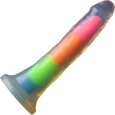Lollicock Glow In The Dark 8 Silicone Suction Cup Dildo Rainbow