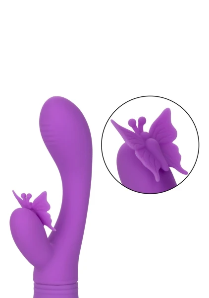 Rechargeable Butterfly Kiss Silicone Flutter Dual Stimulation Vibrator By CalExotics - Purple