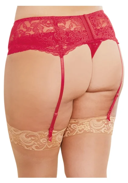 Stretch Lace Garter Belt with Scalloped Hem - Queen Size