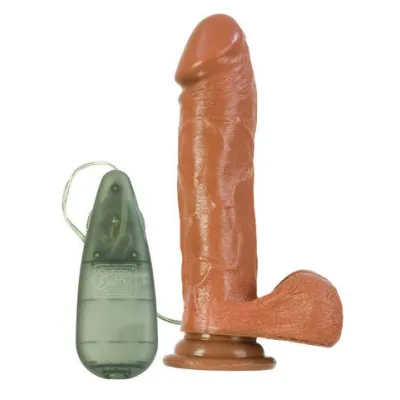Vibrating Emperor Dildo 8 Inch Brown