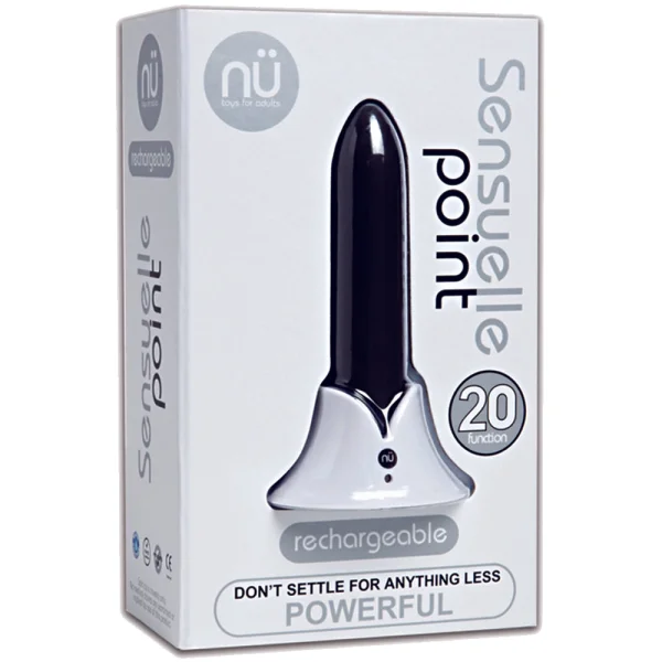 Point 20 Function Rechargeable Silicone Waterproof Bullet Vibrator By Nu Sensuelle - Black