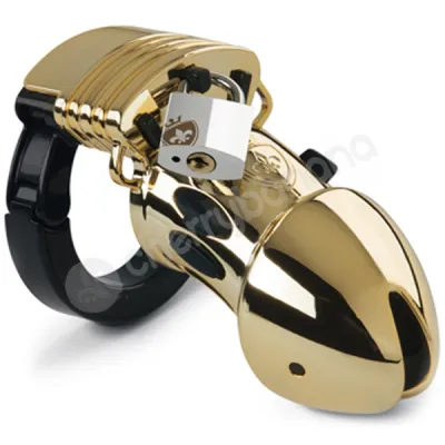 Mystim Pubic Enemy No 1 Gold Edition E stim Cock Cage
