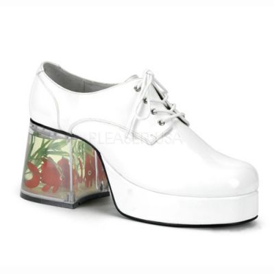 PIMP 02 Disco Wht Pat Men Platform W Floating Fish 3 1 2