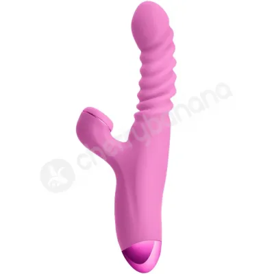 Luxe Nova Thrusting Shaft With Throbbing Clitoral Stimulation Pink Vibrator