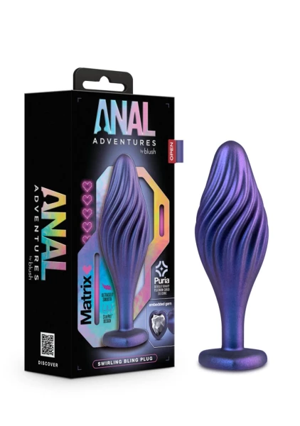 Anal Adventures Matrix Swirling Bling Silicone Butt Plug By Blush - Sapphire