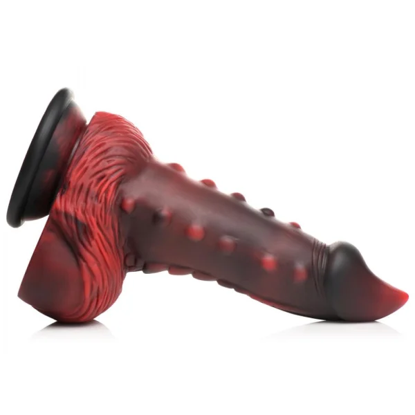 Lava Demon Thick Nubbed Silicone Dildo - Red-black
