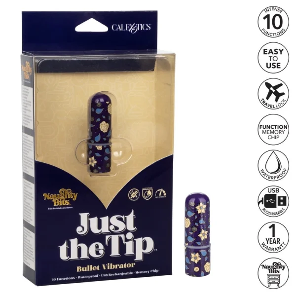 Naughty Bits Just The Tip Waterproof Rechargeable Bullet Vibrator By CalExotics