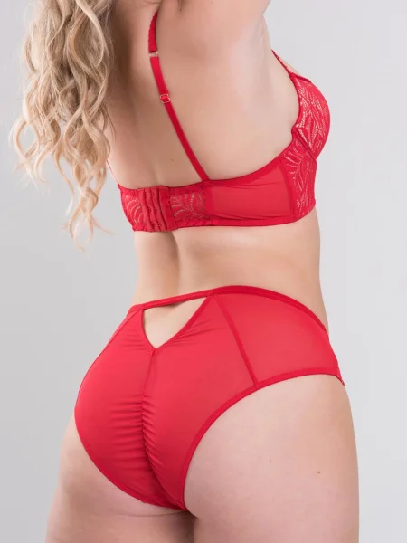 Lovehoney Parisienne Charm Red Lace Crotchless Bra Set