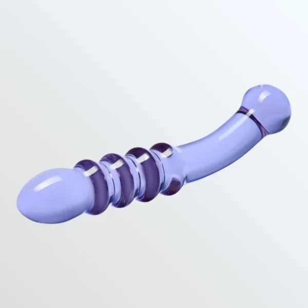 Glas Purple Rain Ribbed Glass Dildo