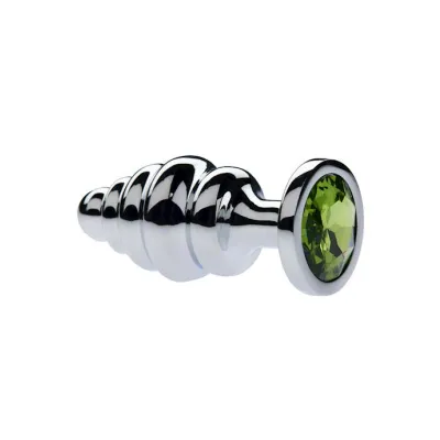 Kink Range Alloy Gemmed Butt Plug 3 2 Inch Green Medium