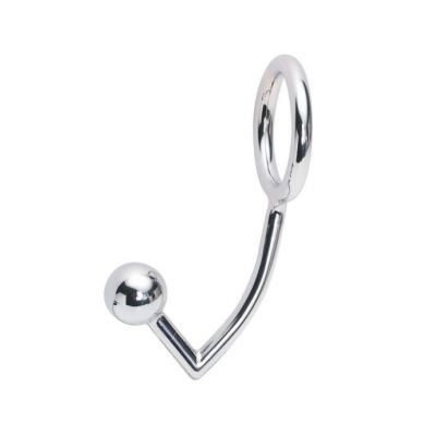 Metal Cock Ring With Anal Bead Silver 1 75 Inch