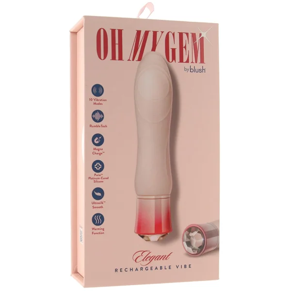Oh My Gem Elegant Rechargeable Waterproof Silicone Warming Vibrator By Blush - Morganite Pink