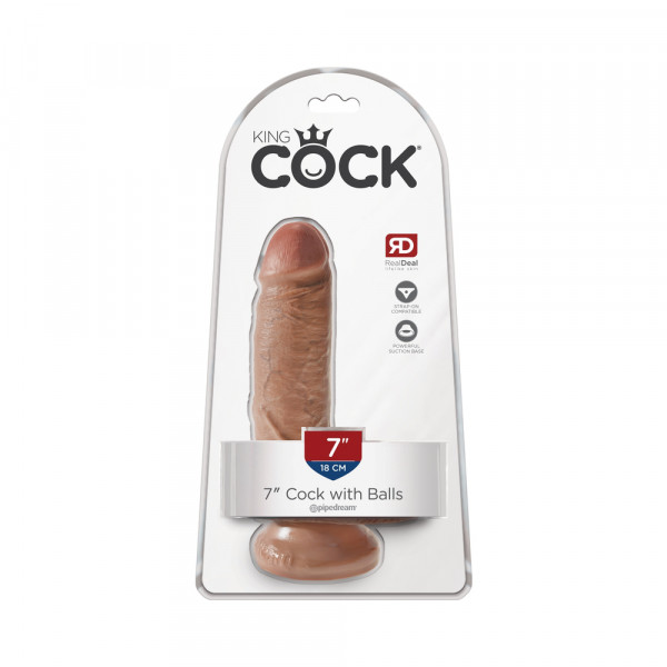 King Cock 7 inches Cock with Balls Tan Dildo