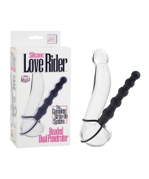 Silicone Love Rider Beaded Dual Penetrator - Black