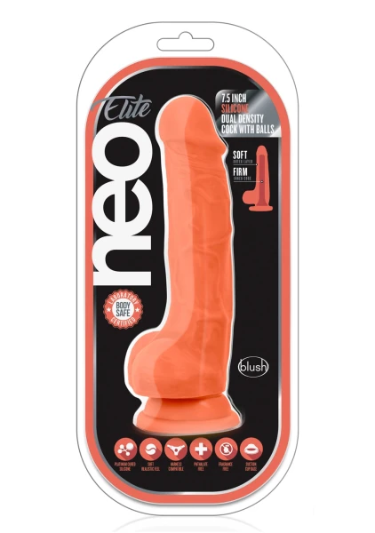 Neo Elite - 7.5" Silicone Dual Density Dildo with Balls