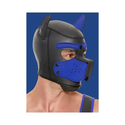 Puppy Play Neoprene Puppy Hood Blue black